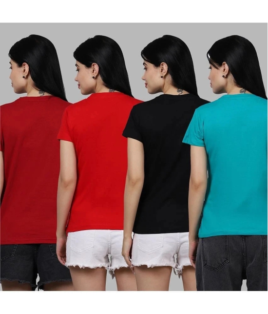 Fabflee - Multicolor Cotton Regular Fit Womens T-Shirt ( Pack of 4 ) - None