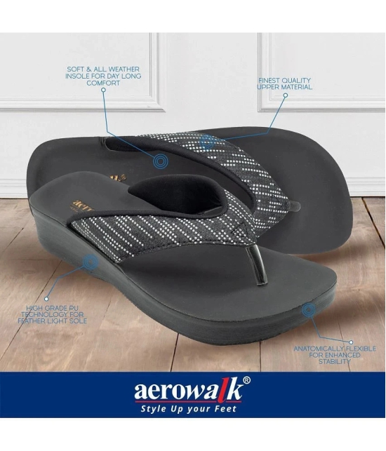 Aerowalk Black Womens Leather Slipper - None