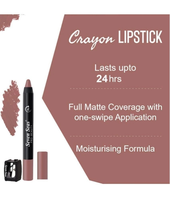 Seven Seas Matte Mood Non Transfer Crayon Lipstick | Long Lasting Crayon Lipstick (Nudy Mauve)