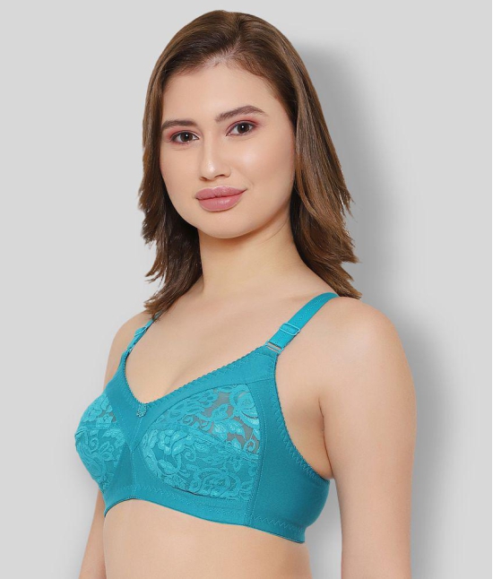 KYODO - Turquoise Cotton Blend Non - Padded Women's Everyday Bra ( Pack of 1 ) - 40B