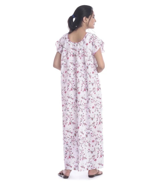 Apratim Cotton Nighty & Night Gowns - White - Free Size