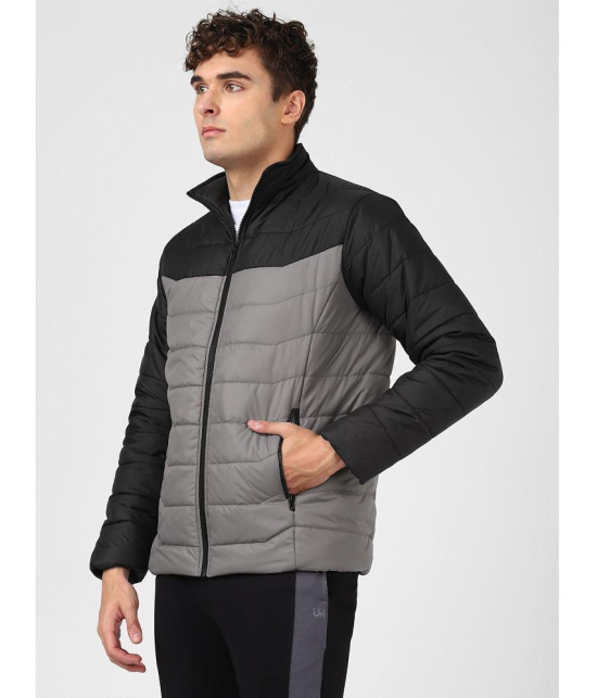 UrbanMark Men Regular Fit Men Black & Grey Quilted Jacket - None