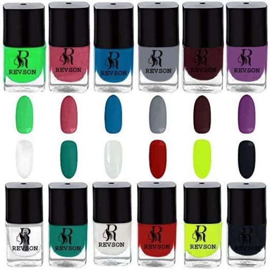 Revson Nail Lacquer | 6 ml | Long-Lasting, Glossy Nail Polish | Fast Drying, Chip Resistant For Women (Pack of 12)(M-jassy5000)