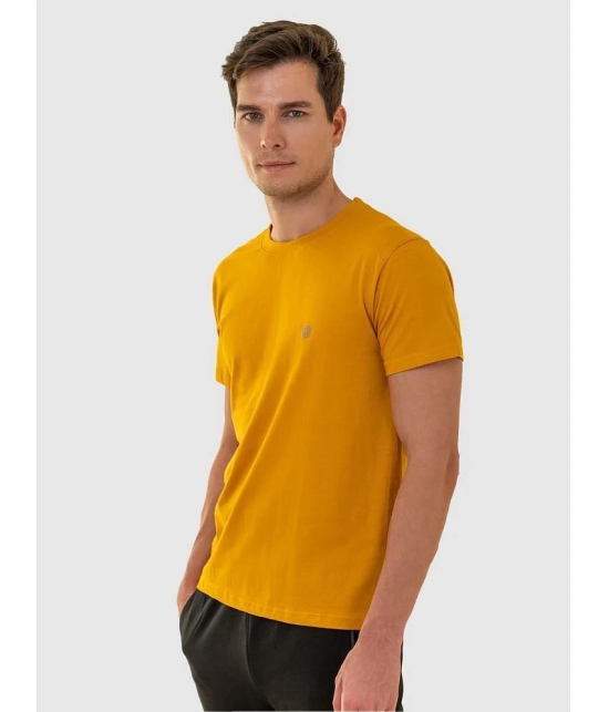 Lux Cozi Cotton Regular Fit Solid Half Sleeves Mens T-Shirt - Mustard ( Pack of 2 ) - None