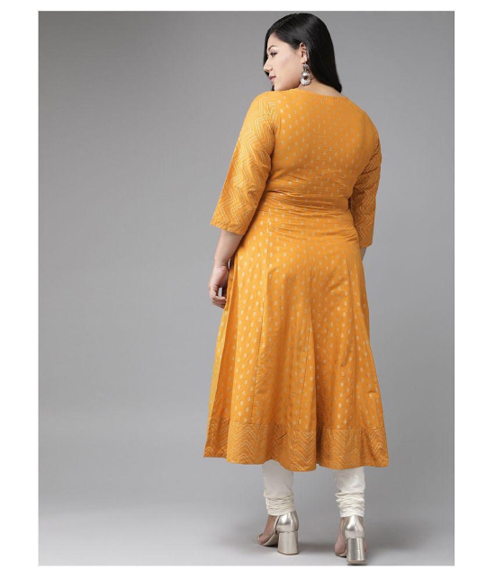 Yash Gallery - Yellow Cotton Womens Flared Kurti - 5XL