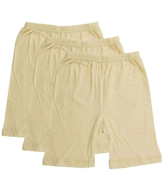 Bodycare - Beige Cotton Blend Girls Cycling Shorts ( Pack of 3 ) - None