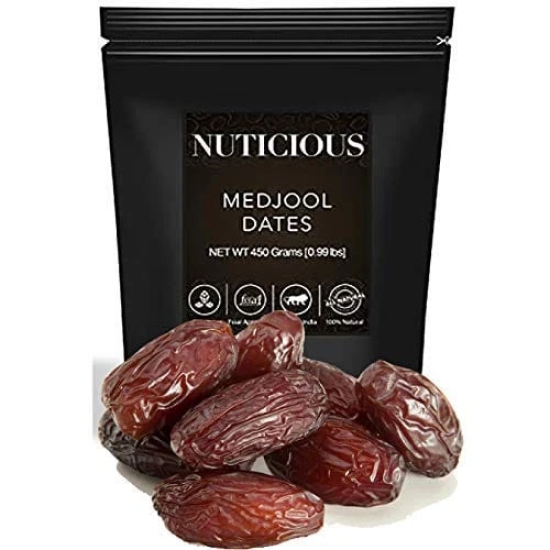 NUTICIOUSMedjool Dates Original Jumbo (Khajur)-450 gm