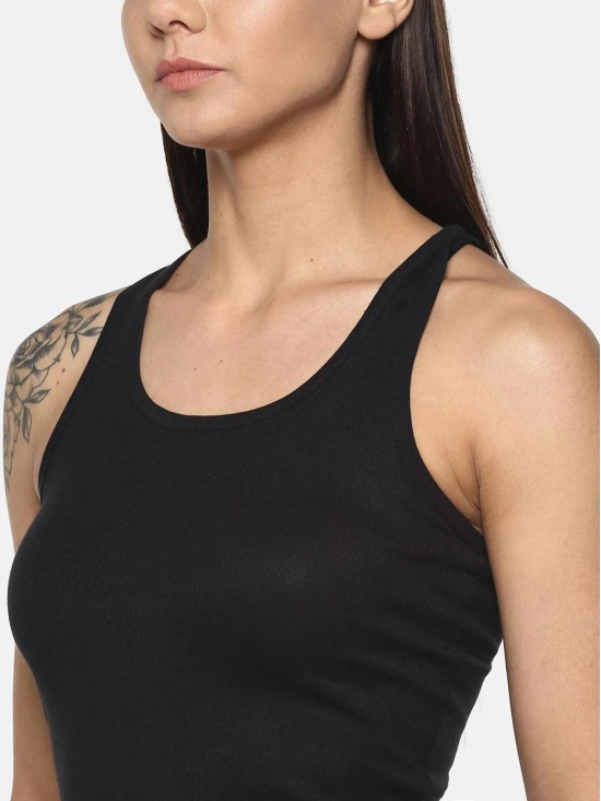 Womens Solid Pure Cotton Camisole with Racerback Style | SARA-BLK-1 |-XXL / 100% Cotton