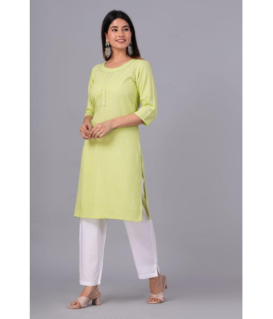 Doriya Cotton Blend Embroidered Kurti With Palazzo Women's Stitched Salwar Suit - Green ( Pack of 1 ) - None