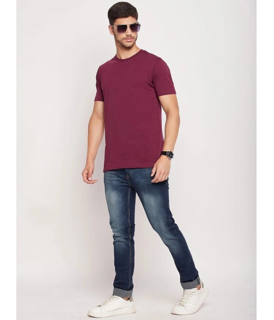 UNIBERRY Cotton Regular Fit Solid Half Sleeves Mens T-Shirt - Wine ( Pack of 1 ) - None