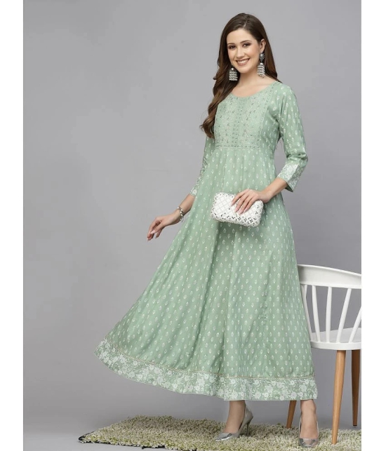 Stylum Rayon Printed Anarkali Womens Kurti - Green ( Pack of 1 ) - None