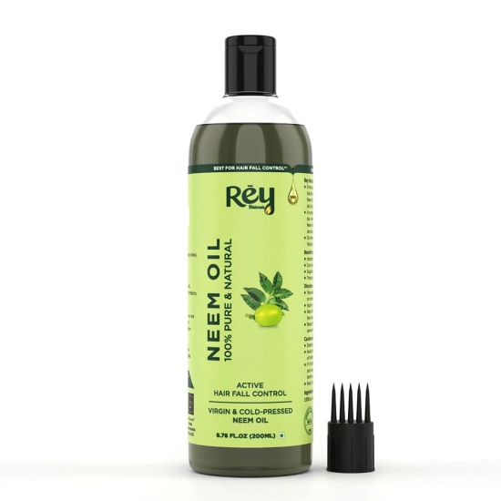 Rey Naturals Cold Pressed Pure Neem Oil For Hair Dandruff  Neem Oil For Skin  Neem Hair Oil for Hair Growth  Neem Oil For Hair Lice And Nits  Neem Oil Pure For Body Massage  Acne - 200ML-Rey Natu