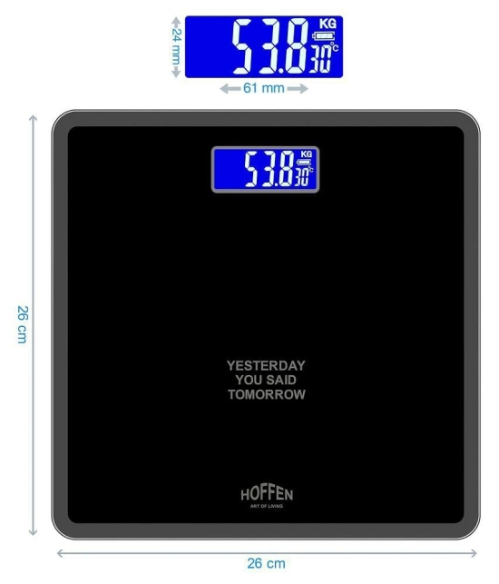 Hoffen Venus HO-18-Black-Digital Electronic Personal Body Health Fitness Check up Weighing Scale HO-18-Black Black