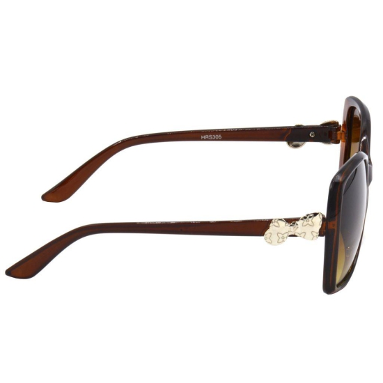 Hrinkar Brown Over-sized Sunglasses Styles Brown Frame Glasses for Women - HRS305-BWN-CLR