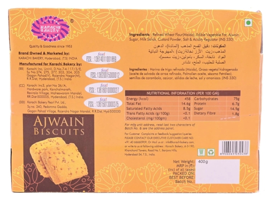 Karachi Bakery Karachi Ajwain Biscuits, 400 Gm