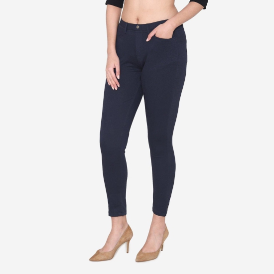 Women's  Cotton Stretchable Jeggings - Navy Navy XXL