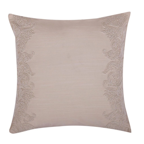 White Pearl Hand Embroidered Contemporary Dupion Silk Cream Cushion Cover Size 16x16