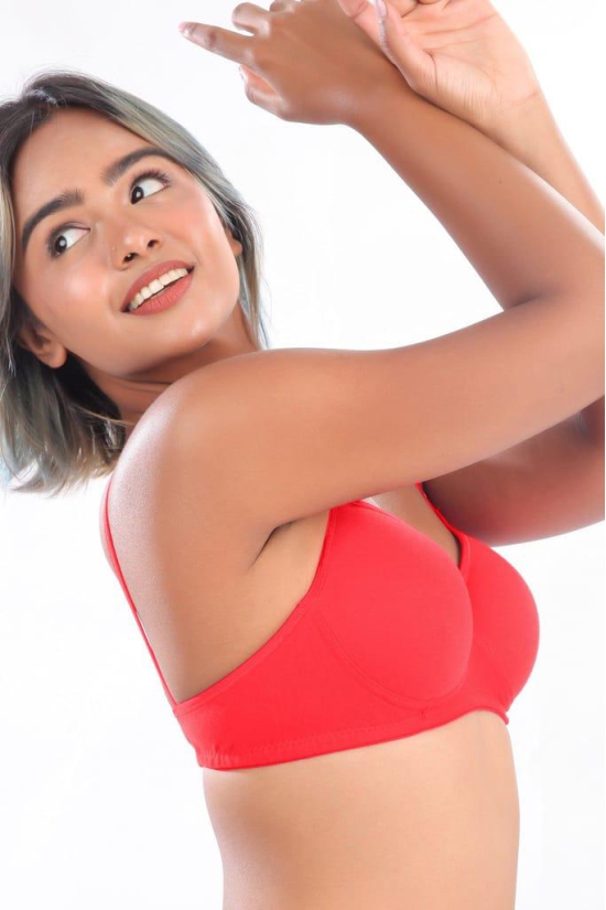 Women Hug Padded Bra Tomato Red