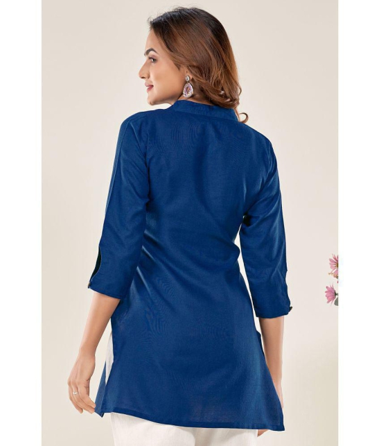 Glomee - Blue Cotton Blend Women's Tunic ( Pack of 1 ) - None