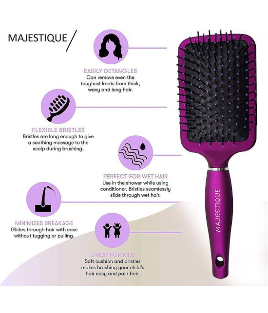 Majestique Purple Paddle Hair Brush Refresh And Extend For All Hair Types Soft Nylon Bristles