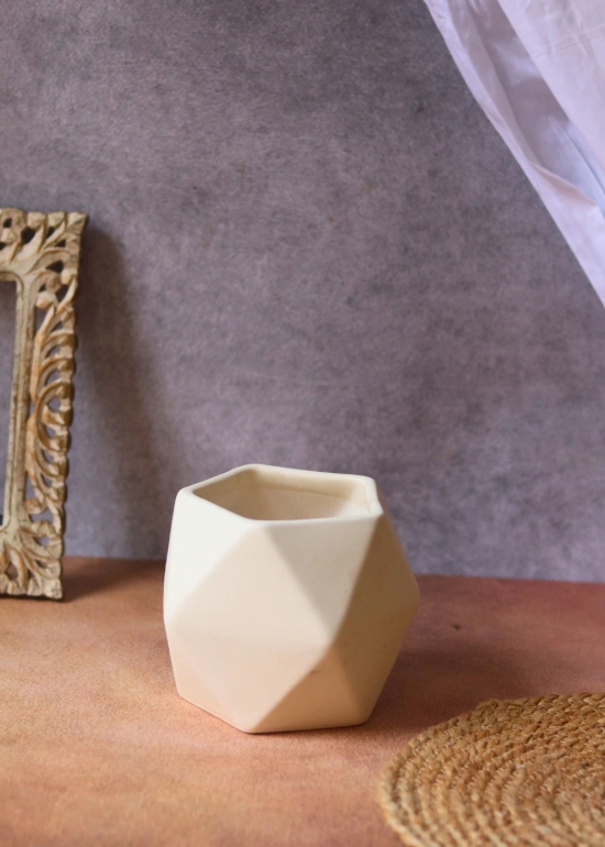 White Hexagon Planter