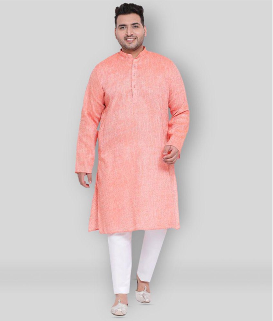 Hangup - Orange Linen Regular Fit Mens Kurta Pyjama Set ( Pack of 1 ) - None