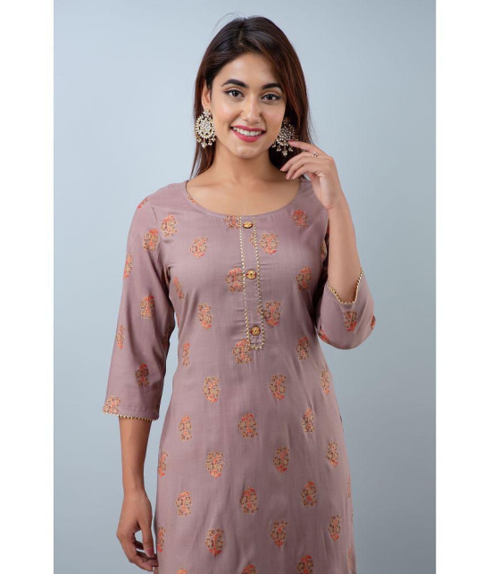 Doriya Brown Rayon Kurti With Palazzo - Stitched Suit - None