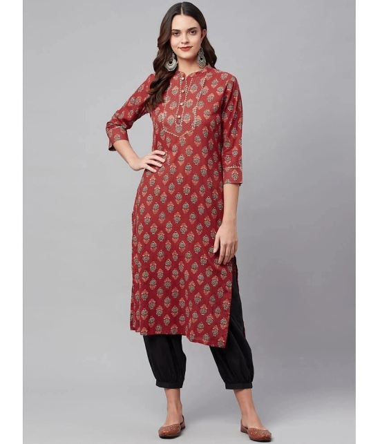 Divena - Red Cotton Womens Straight Kurti ( Pack of 1 ) - None