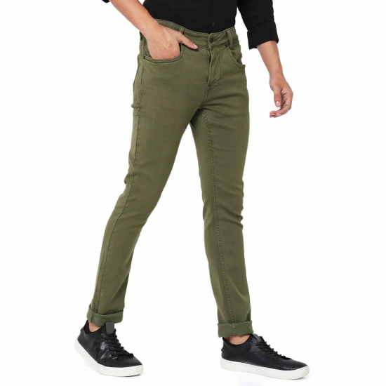 Olive Skinny Fit Knitted Stretch Jeans