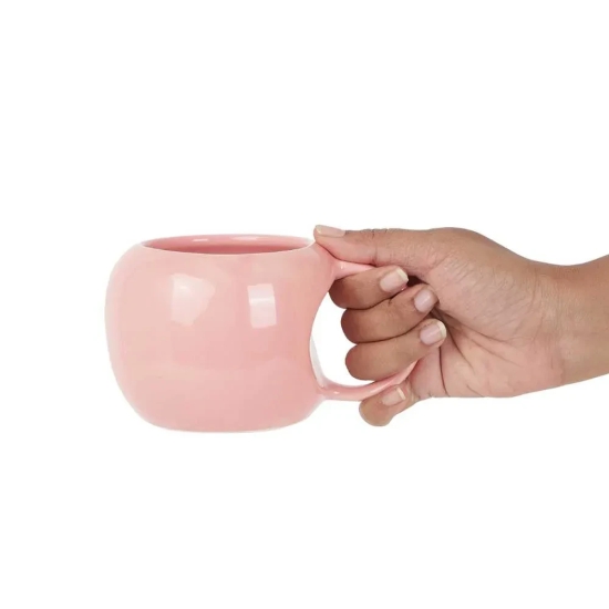 Curved Ceramic Mug Coral Pink