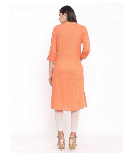 FabbibaPrints - Peach Cotton Women's Straight Kurti - XL