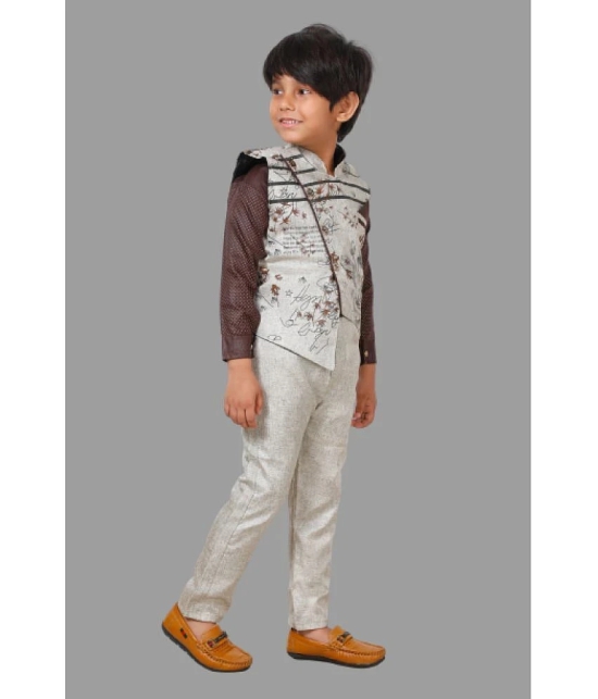 DKGF Fashion - Brown Cotton Blend Boys Shirt & Pants ( Pack of 1 ) - None