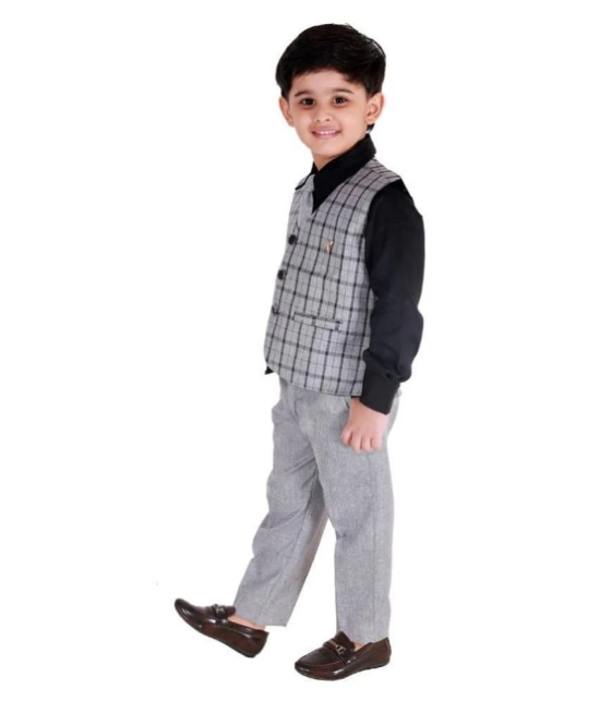 Fourfolds - Black Cotton Blend Boys Shirt & Pants ( Pack of 1 ) - None