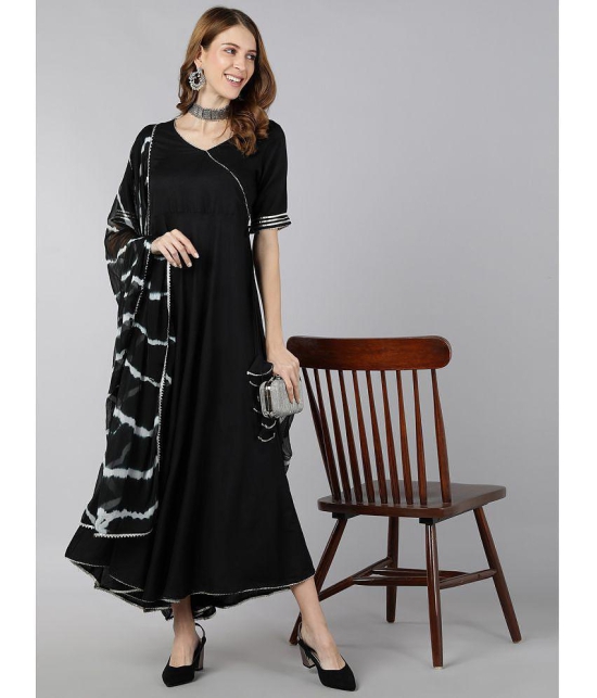 KIPEK - Black Anarkali Rayon Womens Stitched Salwar Suit ( Pack of 1 ) - None