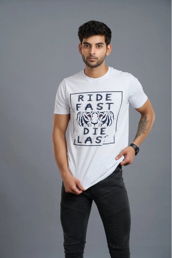 Ride Fast Die Last Printed White T-Shirt for Men L