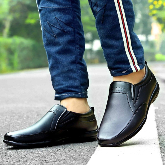 Stylelure Leather Black Formal Shoes for Men