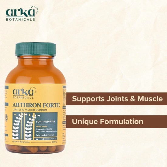 Arka Botanicals Arthron Forte - 60 Veg Capsules | Joint & Muscle Support | Ayurvedic Formulation with Nirgundee & Methi | Flexibility, Mobility & Strength | Natural Herbal Supplement