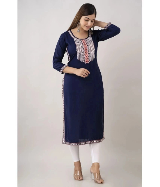 Kapadia - Navy Rayon Womens Straight Kurti ( Pack of 1 ) - None