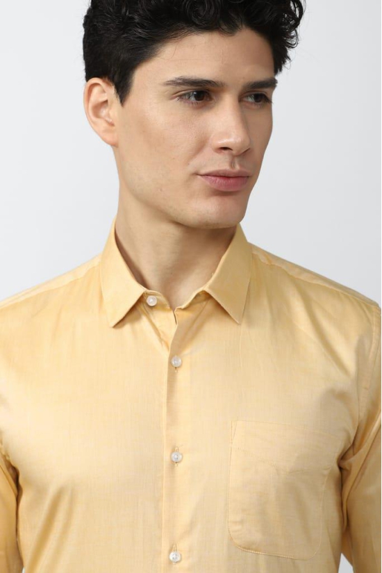 Men Yellow Slim Fit Formal Full Sleeves Formal Shirt