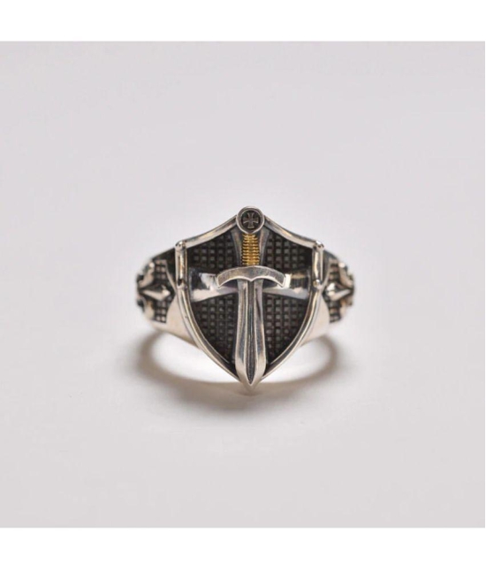 Fashion Frill Silver Ring For Boys Stylish King Shield Adjustable Rings For Men Boys Girls - None