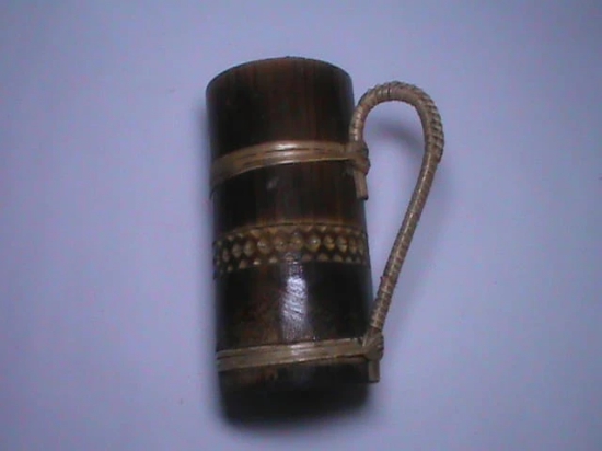 * Handmade Bamboo Mug with Intricate Carvings* Unique and Stylish Bamboo Mug*