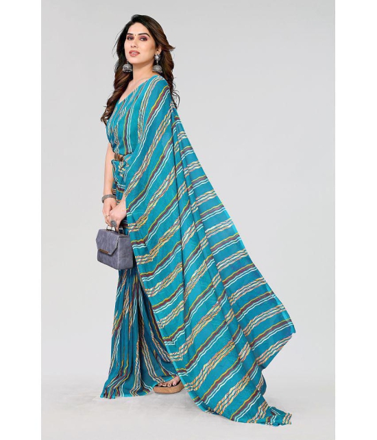 Kashvi Sarees Georgette Printed Saree Without Blouse Piece - Blue ( Pack of 1 ) - Blue