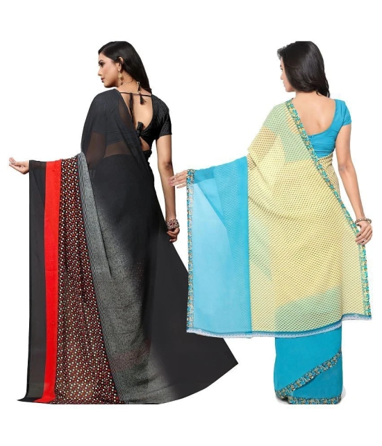 ANAND SAREES - Multicolor Georgette Saree With Blouse Piece (Pack of 2)