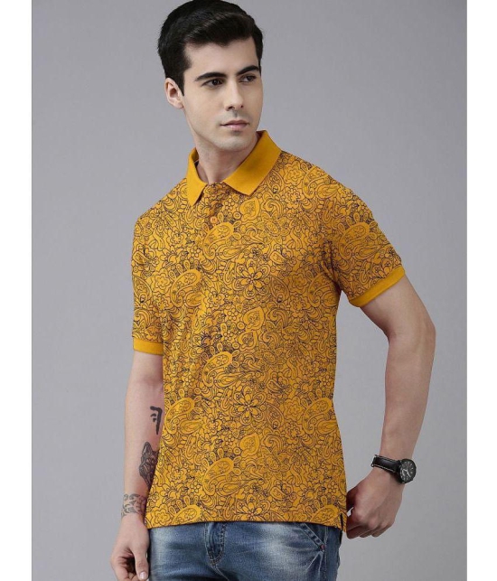 ADORATE - Mustard Cotton Blend Regular Fit Men's Polo T Shirt ( Pack of 1 ) - None