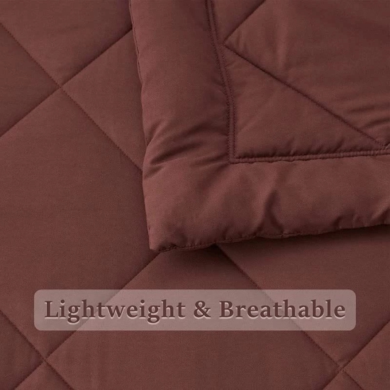 Cultiver Lightweight All Weather Comforter Ultra Soft Quilt Blanket Dohar (90x100 Inches, Brown)