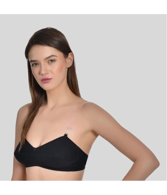 AIMLY - Black Cotton Blend Non Padded Womens T-Shirt Bra ( Pack of 2 ) - None