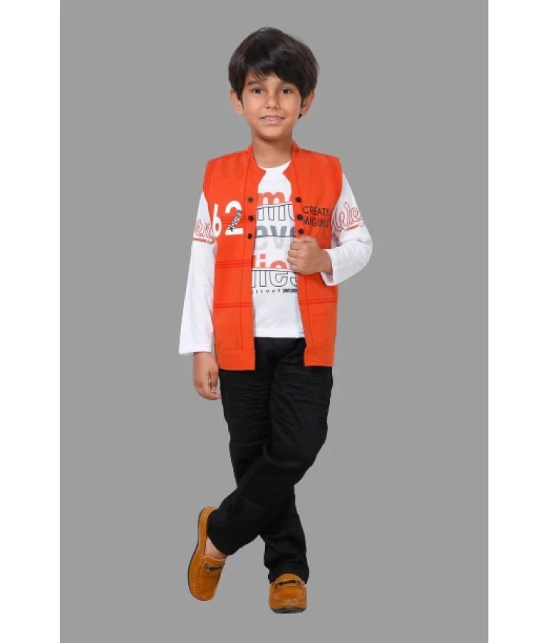 DKGF Fashion - Orange Cotton Blend Boys Shirt & Pants ( Pack of 1 ) - None