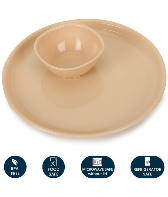 HOMETALES - Beige Plastic Dinner Set ( Pack of 12 ) - Beige