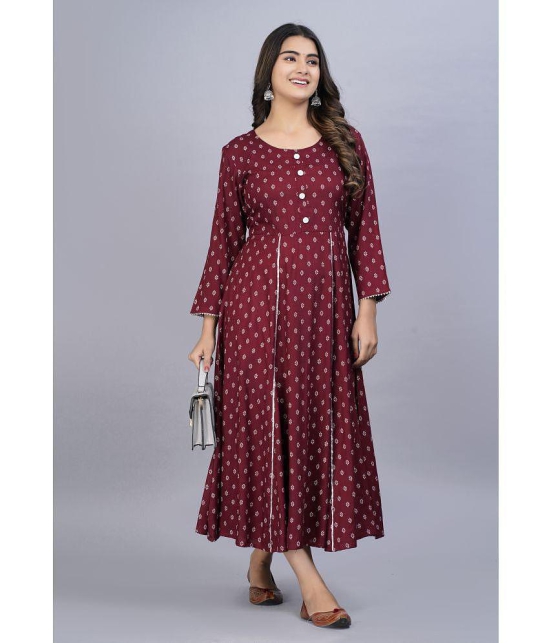 Smien - Maroon Rayon Women's Flared Kurti ( Pack of 1 ) - None