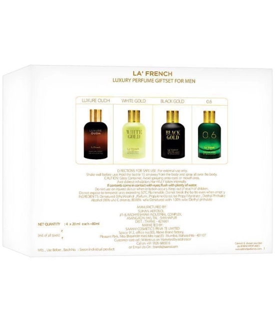 LA FRENCH Eau De Parfum (EDP) Woody,Warm and Spicy,Smoky Strong -Fragrance For Men ( Pack of 4 )